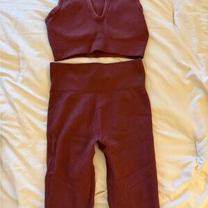 Burgundy Ribbed Two-Piece Set